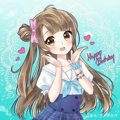 手绘人物插画甜美又可爱的卡通女孩拿走当头像