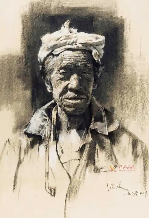 优秀人物素描画欣赏《老农像》高清图片