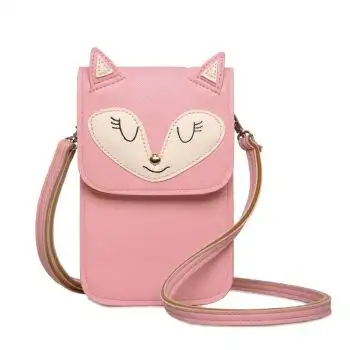 2017韩版女包 单肩包 女 春夏新品钱包手机包 粉色狐狸
