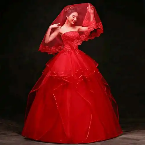 唯美红色婚纱新娘嫁衣