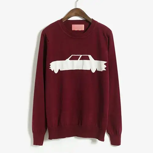 免费分销代发韩版女装小轿车/小汽车刺绣图案薄款针织毛衣秋冬新