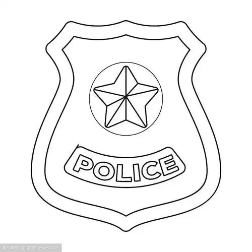 警徽图标在轮廓风格孤立上