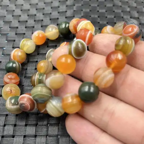 玉石手链阿拉善玛瑙圆珠手链俏色玛瑙手链文玩眼型玛瑙手链玉手串