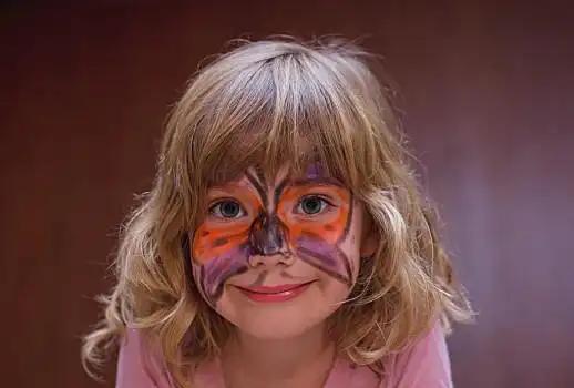 脸部彩绘,小女孩,绘画,脸