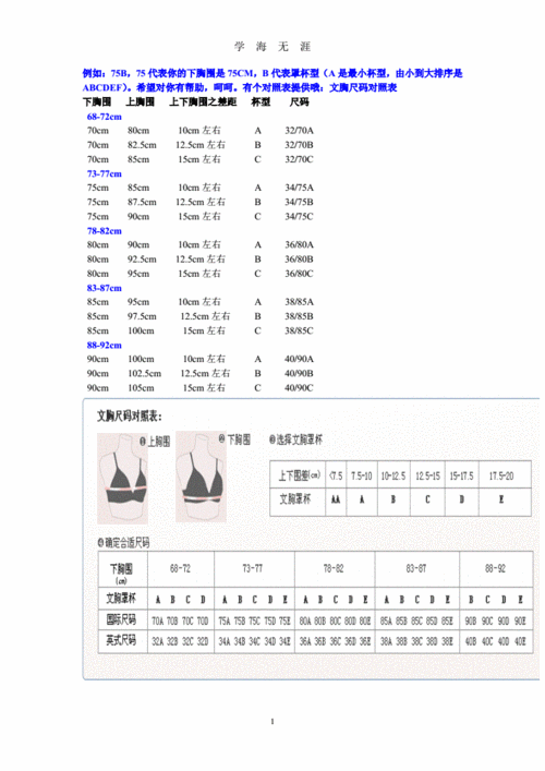 女士内衣文胸尺码表胸围尺码大全对照表.pdf 5页