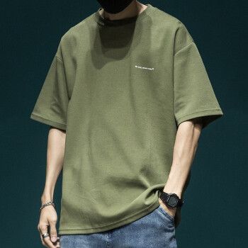 码半袖男士夏季打底体恤衫五分袖男生印花半截袖胖子中袖肥佬夏天男装