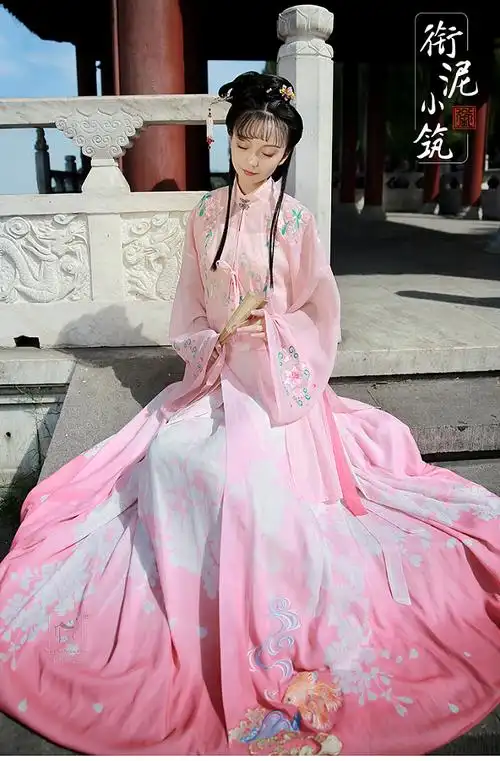 衔泥小筑西湖十景汉服女装闺门披吊带抹胸竖领对襟纱衫裙花港观鱼淘宝