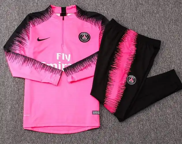 球衣秋季半拉链秋季长袖巴萨热刺ac成人足球服套装 18/19粉色巴黎半拉