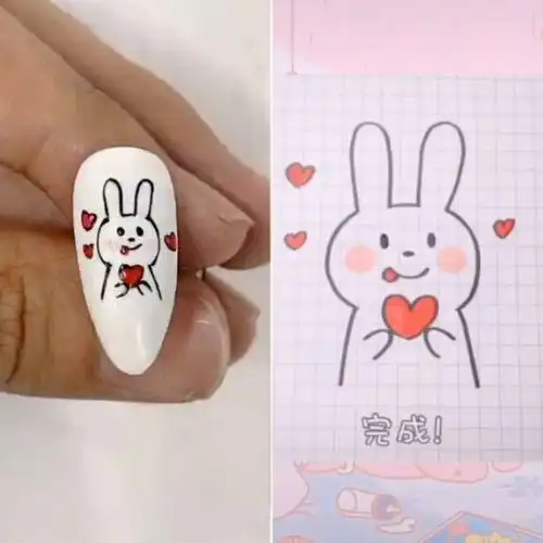 美甲简笔画兔子可爱