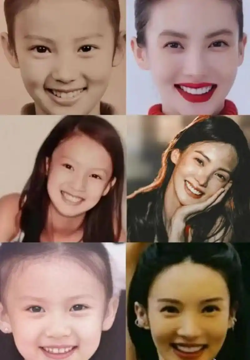 金晨# 金晨与小时候旧照的对比