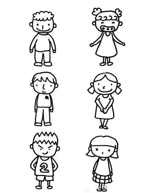 卡通简笔画人物女孩男孩