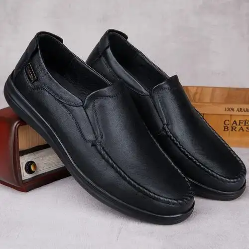 皮鞋男真皮纯牛皮休闲鞋软皮软底透气懒人一脚蹬驾车中年爸爸男鞋