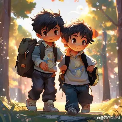 亲子头像|两兄弟一起上学的那些暖心小故事卡通头像
