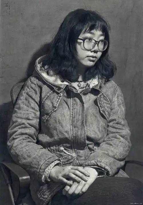 刘斌牛仔女学生素描作品大图欣赏