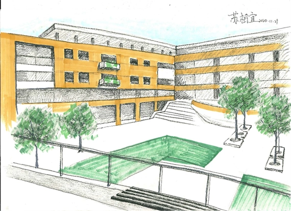 2011班李添顺家长《校园一角》 一件件精美的画作,让景炎师生和家长