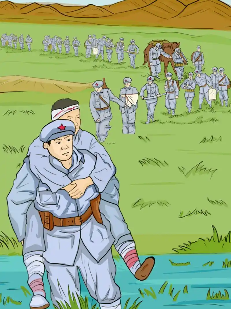 画说党史—长征过草地 简画