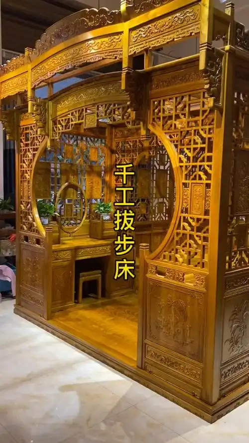 千工拔步床#世界最大的床,千工拔步床-度小视