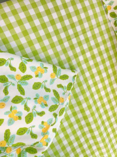 优质老粗 色纯棉斜纹被usi套】小清新布绿小格子床单【被单三件套