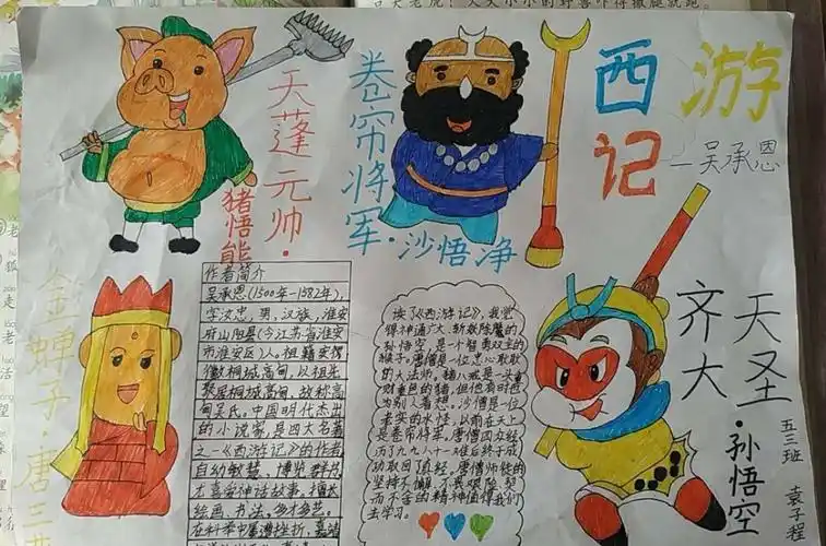 "梦在前方,路在脚下"实小五三班《西游记》手抄报作品展