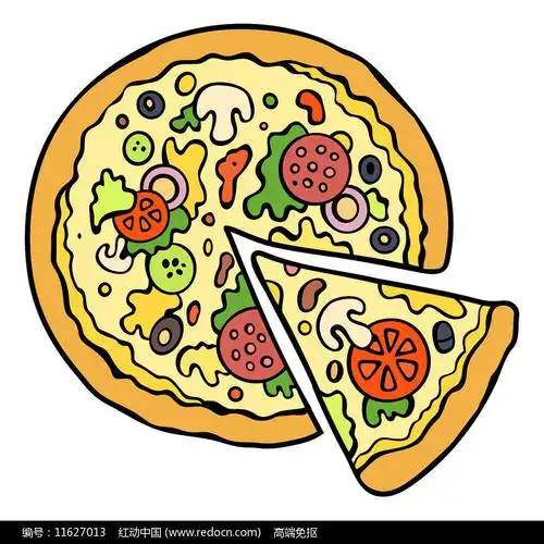 卡通圣比至尊披萨插画