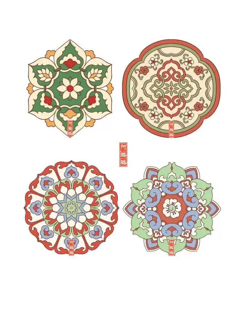 中国传统纹样之宝相花纹78 今天分享的是宝相花纹.