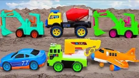 儿童玩具小乐园:挖掘机救援起重机,飞机,警车,搅拌车总动员