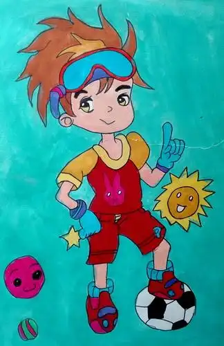 少儿书画作品-阳光男孩/儿童书画作品阳光男孩欣赏_中国少儿美术教育