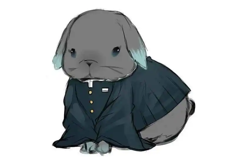 兔子版鬼灭之刃咬着竹筒的祢豆子太可爱善逸想抱走