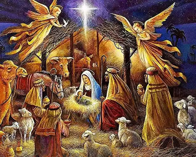 钻石画套件成人绘画钻石艺术水晶水钻十字绣圣诞礼物家居装饰耶稣降生