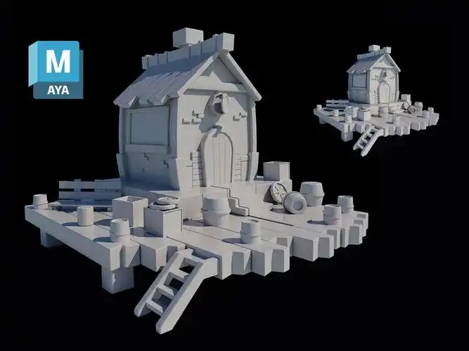 【maya场景建模】卡通小房子模型制作,适合新手学场景