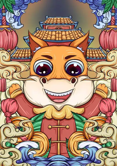 国潮十二生肖插画