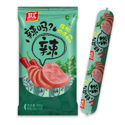 【直播专享】双汇辣吗?辣藤椒风味火腿肠320g*3袋户外零食香肠