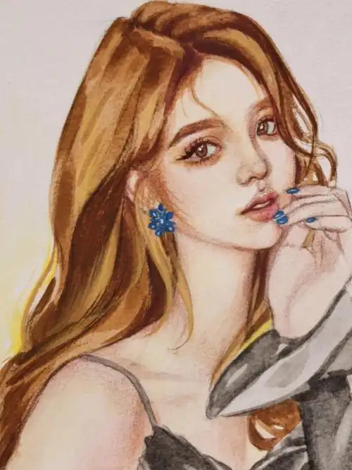 原创纯手绘人像丙烯油画水彩水粉彩铅人物