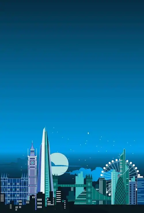 简约深蓝城市夜色海报矢量背景免抠素材免费下载_觅元素51yuansu.com