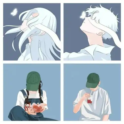 蓝色系小清新情侣头像第四弹