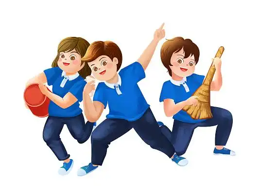蓝色手绘卡通学生人物才艺表演开学季元素png素材