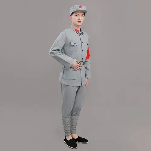 成人红军八路军衣服演出服志愿军棉麻65式老军装红卫兵服抗战服装