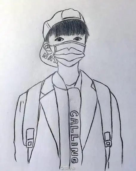 第33组手绘王俊凯简笔画手绘简笔画头像三小只tfboys王俊凯画王俊凯的