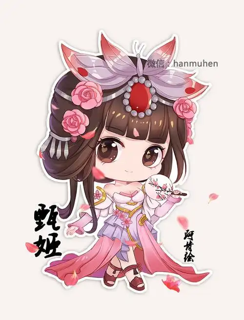 王者荣耀q版同人漫画插画甄姬游园惊梦头像阿肯绘