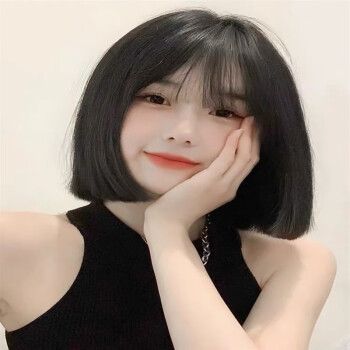 绿简堂女短发波波头新款 网红假发女短发2021年新款时尚全头套自然