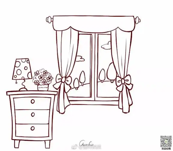 小清新的室内场景简笔画画法