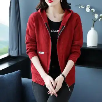 斤2023兔年本命年红色女装时尚新款衣服大码针织开衫毛酒红色m90105斤