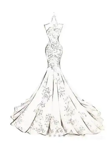 简笔画女士礼服公主裙简笔画晚礼服素描画童话里公主的裙子要如何画