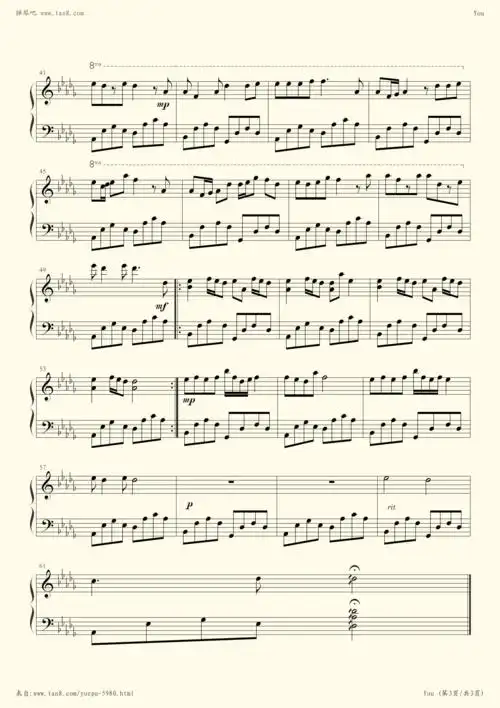 钢琴谱 - you [寒蝉鸣泣之时]