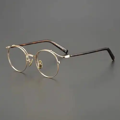 民国手工复古纯圆金丝钛合金眼镜框超轻镜架男近视女日本设计师款