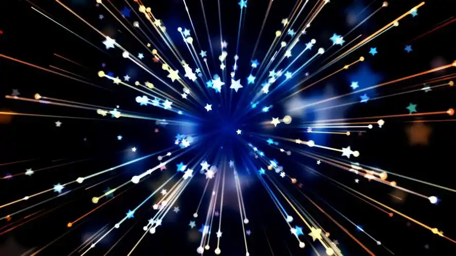 vj素材-缤纷色彩五角星拖尾展示璀璨视觉效果晚会动态循环vj视频素材