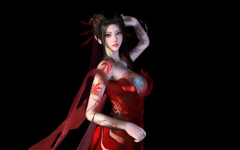 vam 天行九歌 焰灵姬红色礼服装 展示