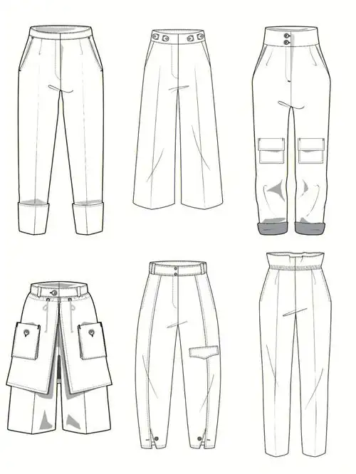 服装设计素材54款裤子款式图二全