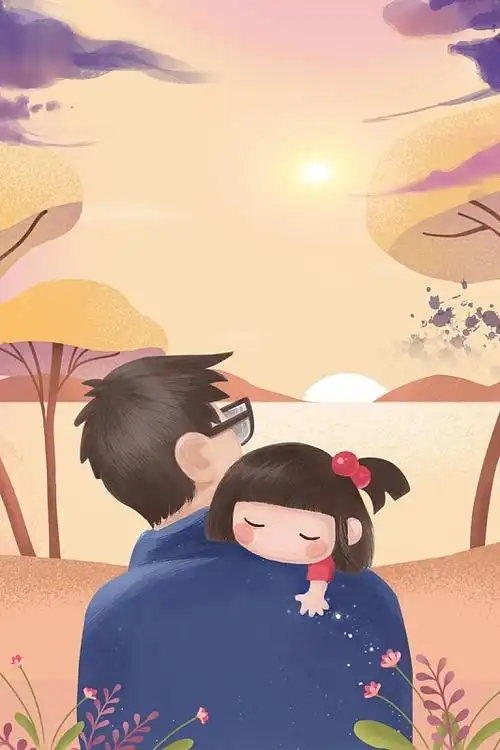 背景psdjpg快乐父亲节卡通文艺蓝天绿地背景psdjpg创意父亲节几何人物