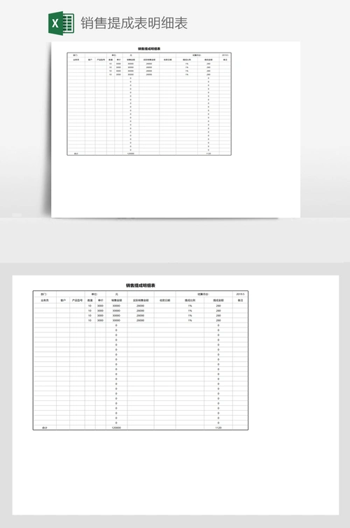 销售提成表明细表